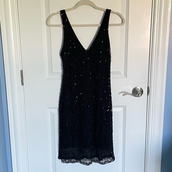 RALPH Ralph Lauren Black Vintage V-neck Sequin Sleeveless Dress 35693 - Picture 2 of 10